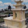 Mộ đá Granite vàng 3 mái đẹp M3M007 - Chuẩn phong thủy